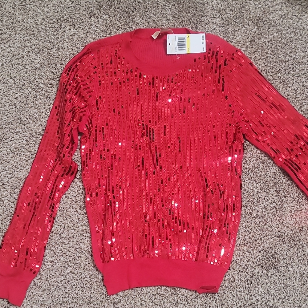 Michael Kors Red Sequin Women's Sweater